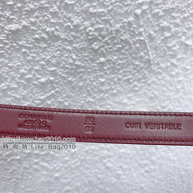 Chanel2020春季新款女士皮帶 香奈兒Pharrell皮衿雙C字母扣腰帶  jjp1888